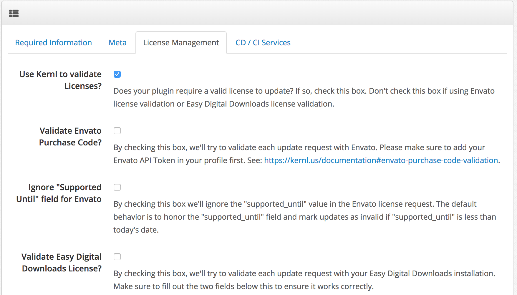 WordPress License Management choose type